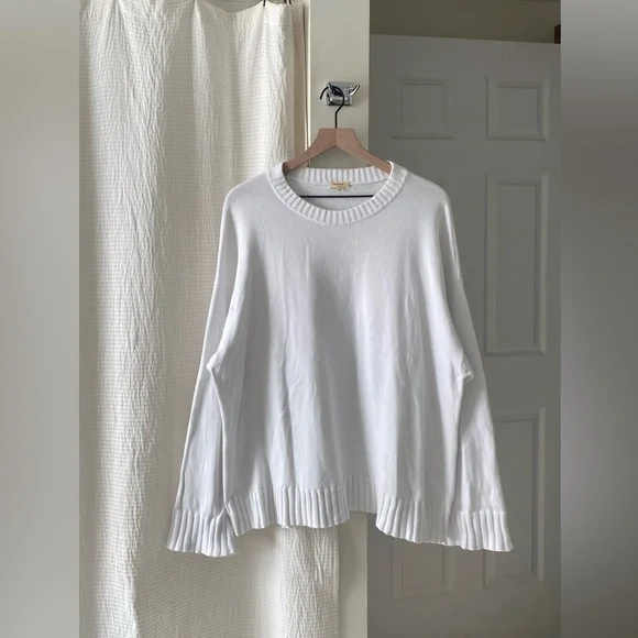 DONNI. The Cotton Knit Crewneck in Powder White - Picture 3 of 7